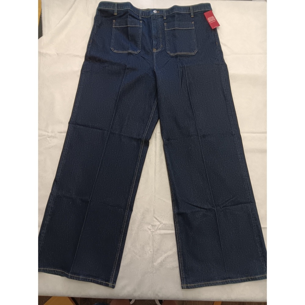 Spanx Easy Flare Jeans Marina Dark Wash Plus Size 3X Tall Shaping Denim 22076T